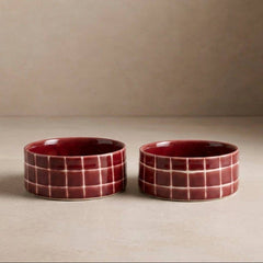 Pool Stoneware Pet Bowls 16,5cm, 2pcs, Burgundy