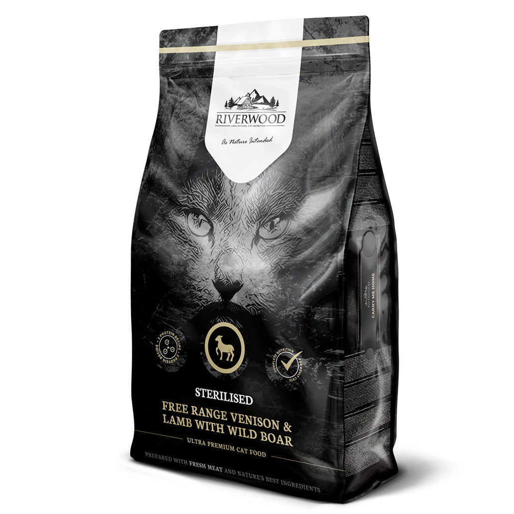Riverwood viljaton täysravinto steriloidulle kissalle, peura, lammas & villisika