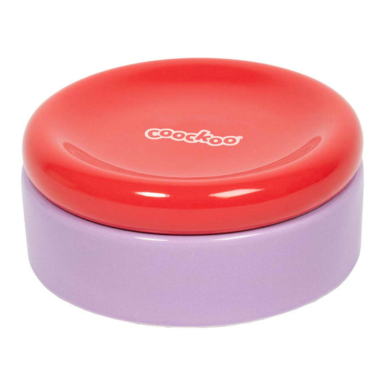 Funky Feeding -ruoka- ja juomakuppi, punainen ja violetti