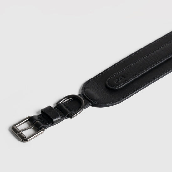 Masimalo koiran leveä nahkapanta, musta