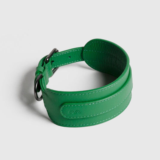 Masimalo leveä nahkapanta koiralle, vihreä