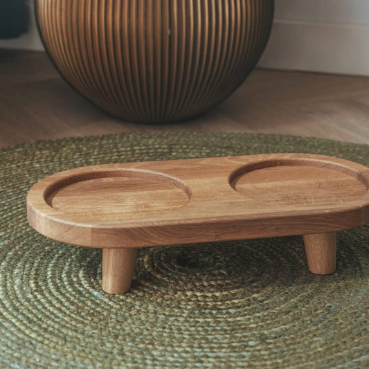 Puinen ruokakuppiteline M-kokoisille kulhoille