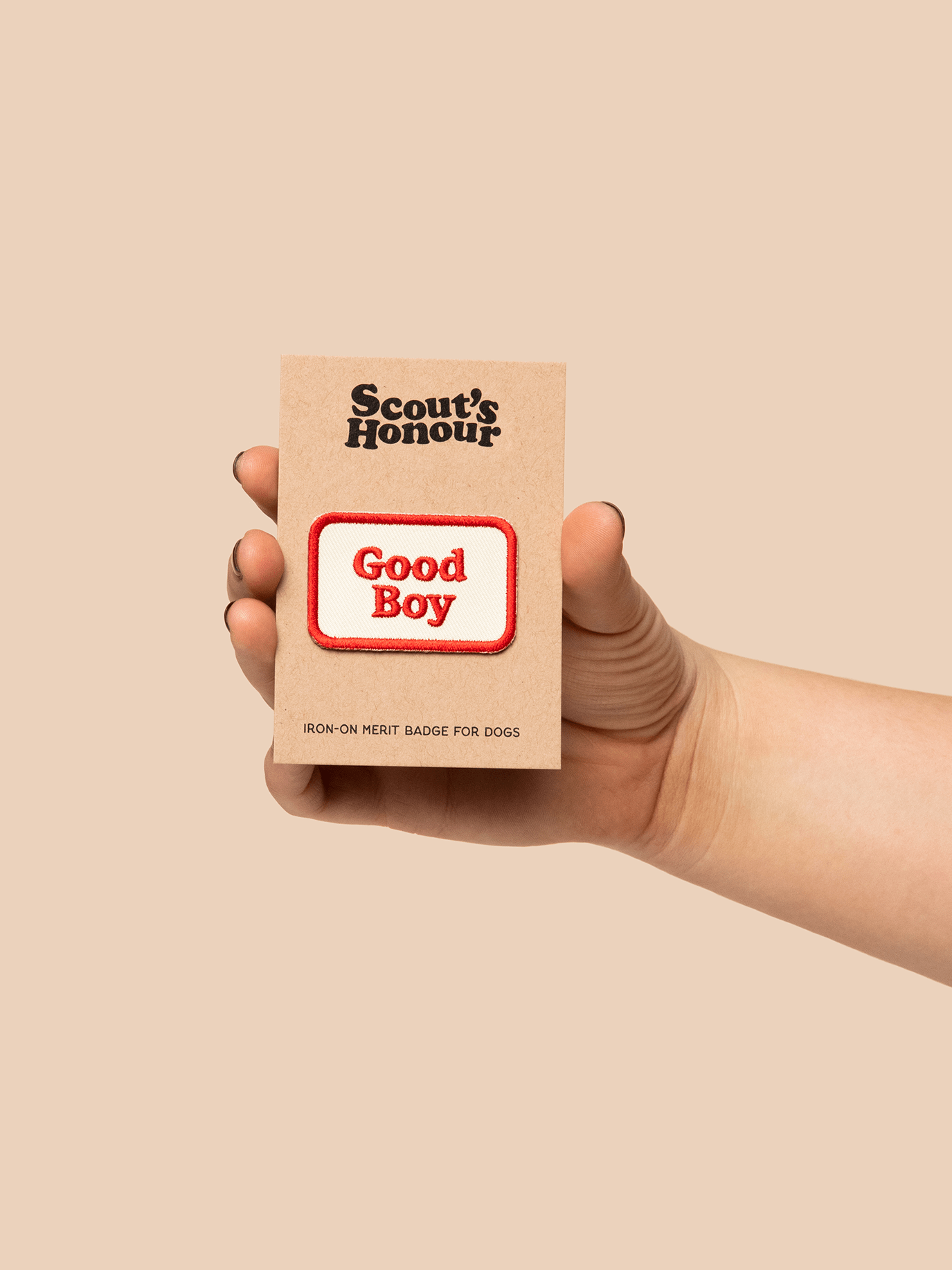 Scout's Honour Good Boy - silitettävä kangasmerkki koiralle