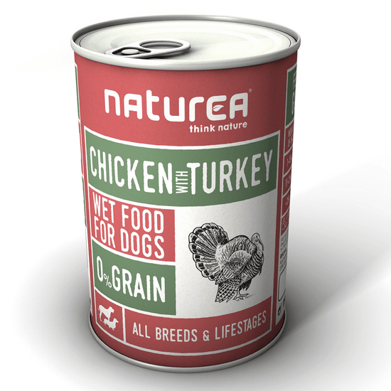 Naturea Kana ja kalkkuna koiran märkäruoka