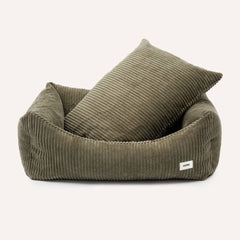 Snozy dog bed, green corduroy
