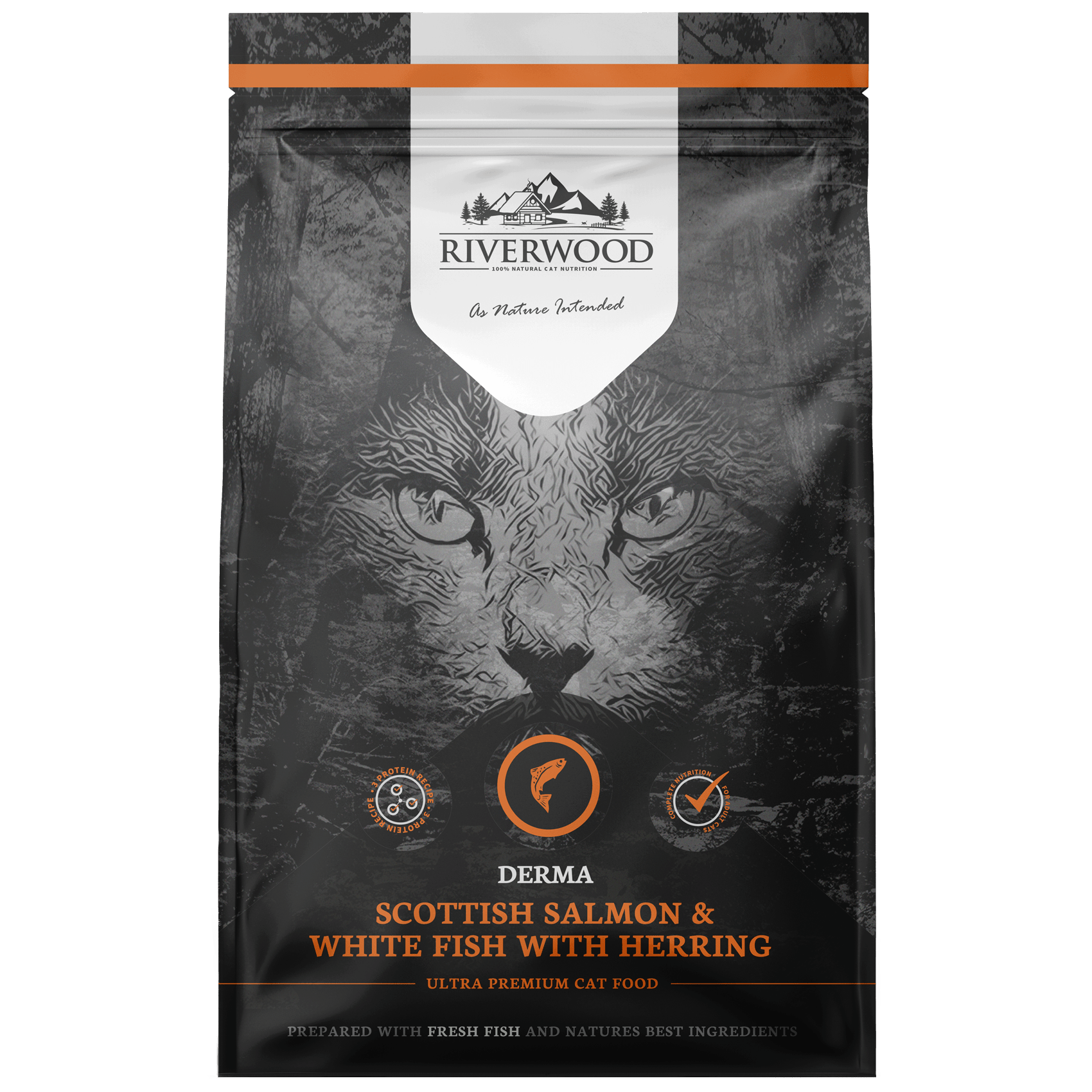 Riverwood Viljaton Derma - täysravinto kissalle, lohi, vaalea kala & silli